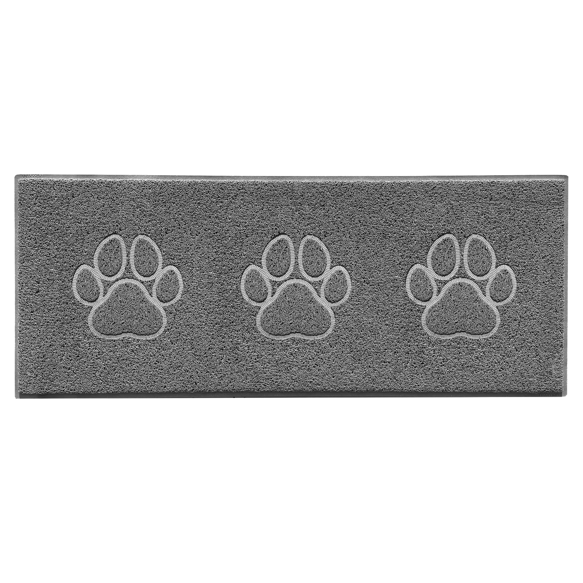 Nicoman Triple Paw Embossed Shape Indoor Outdoor Dirt-Trapper Door Mat Washable Barrier Heavy Duty Doormat - (Watertight Rubber-Back, Runner, Grey, 150 x 60cm)