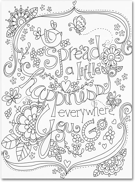 Amazon Com Spread Happiness Coloring Page By Jennifer Nilsson 35x47 Inch Canvas Wall Art Posters Prints