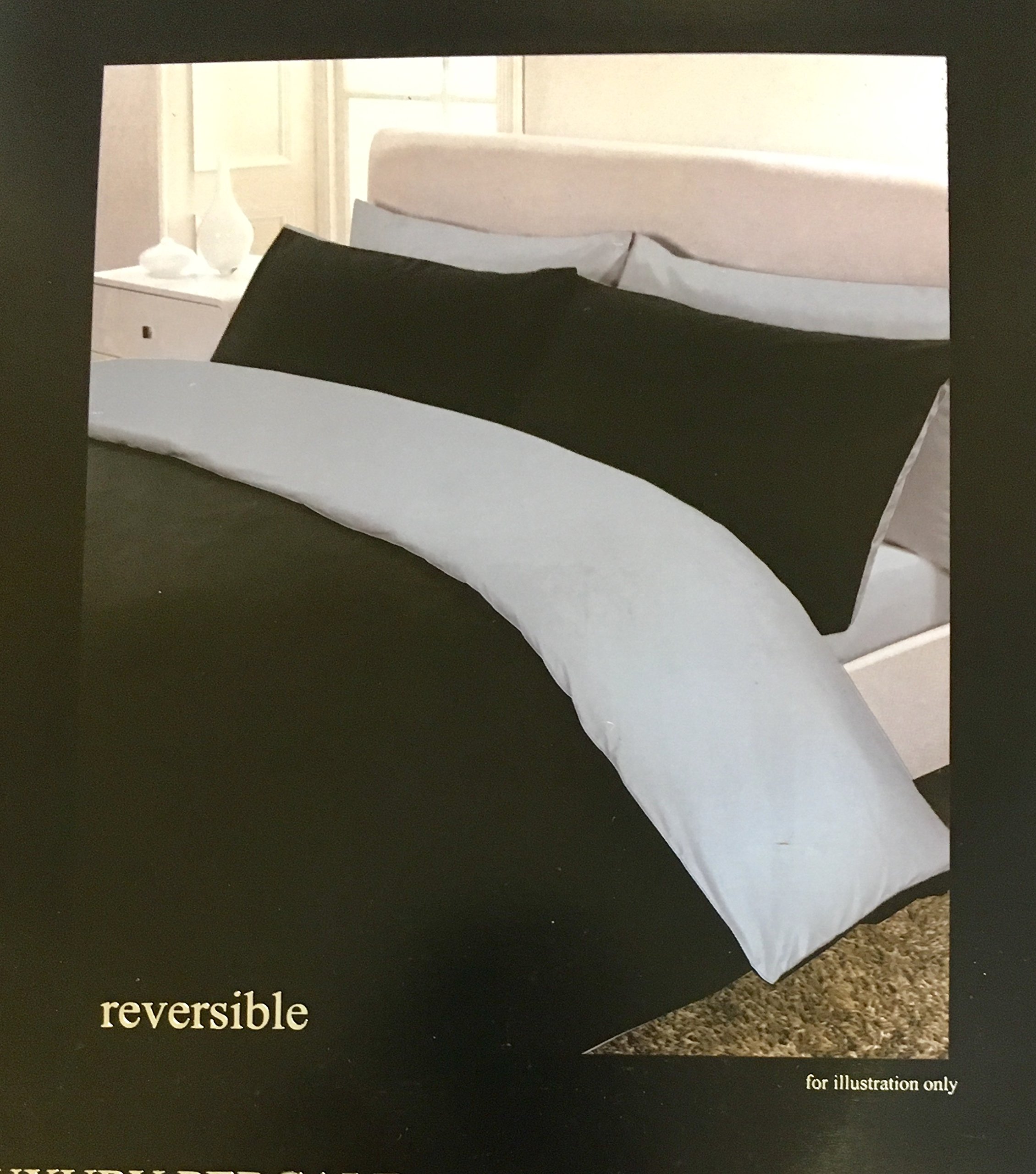Rapport Home Percale Reversible Quilt Cover, Polyester-Cotton, Black/Grey, King — image 1