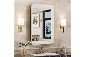 ACEMIRO 16x24 Inch Mirror Medicine Cabinet for Bathroom Gold Metal Frame Bathroom Medicine Cabinet with Mirror Recessed or Wall Mounted