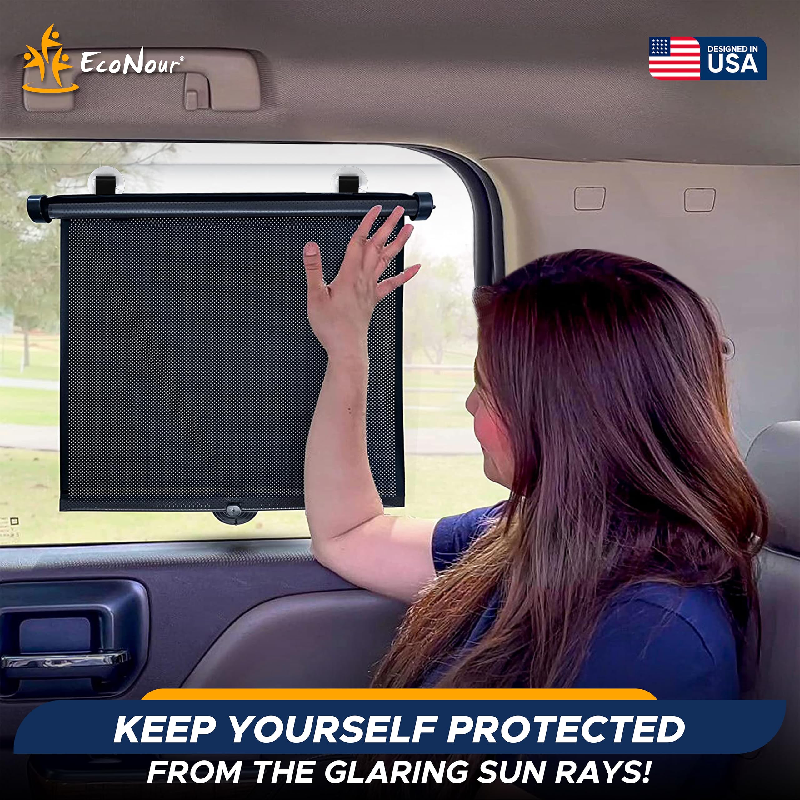 EcoNour Car Window Shades for Baby (2 Pack) - Upgraded | Shades for Side Window | Comes with Enhanced Suction Cups & Large Clips for Durability | Baby Car Accessories (15
