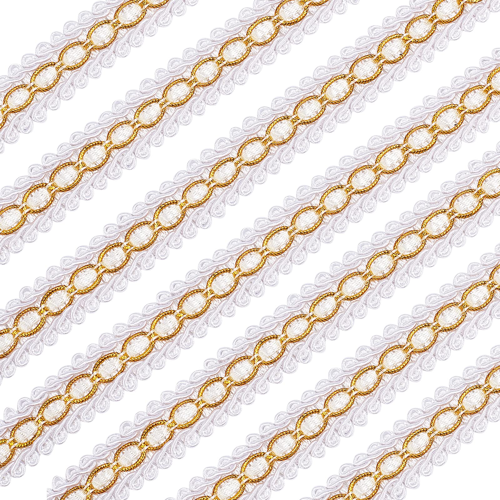 FINGERINSPIRE White Braid Trim 18mm(W) x 13 Yards(L) Polyester Ribbon Woven Gimp Fringe Trim Basic Trim Decorative Gimp Braid for Costume DIY Crafts Sewing Jewelry Making Home Decoration