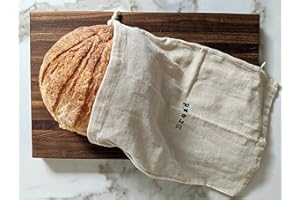 Set of 2 Extra Large Farmhouse Natural Linen 12"x15" Artisan Boule Bread Bags, Reusable Drawstring Bag for Homemade Bread Sto