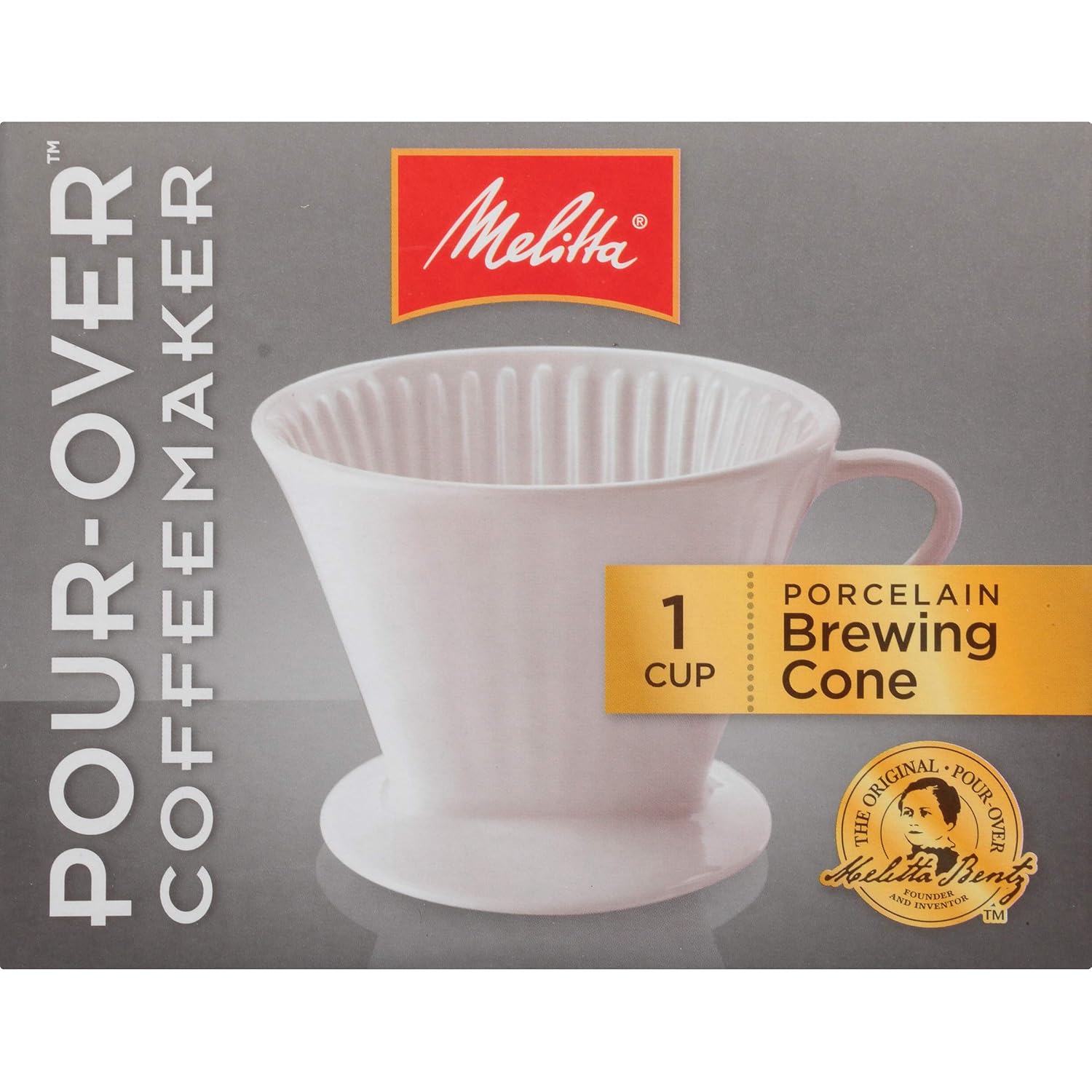 Melitta Porcelain Single-Cup Pour Over Coffee Brewer, White (Pack of 4)