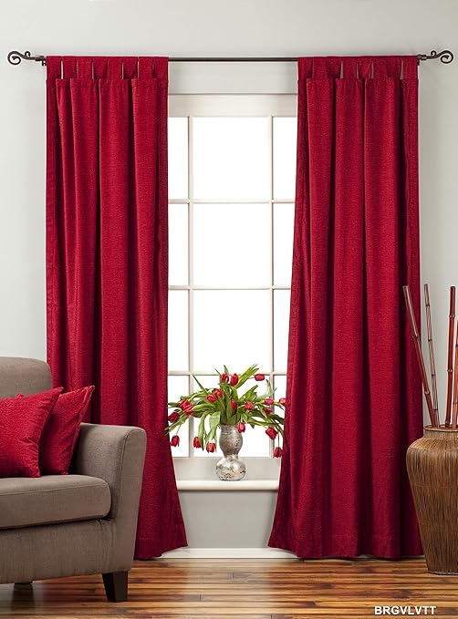 Amazon Com Burgundy Tab Top Velvet Curtain Drape Panel 43w