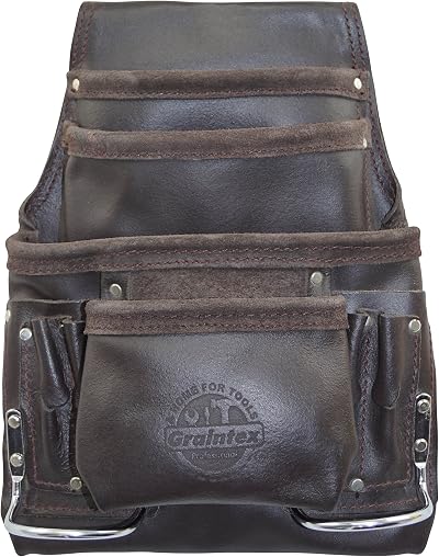Graintex PS1234 10 Pocket Tool Pouch Oil Tanned Leather Brown Constructors