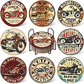 Motorcycle Diamond Art Coasters Kits, Diamond Painting Coasters with Holder | DIY Coaster Gem Art Crafts Supplies for Adults Beginners, 8 Pcs Anti-Slip Coasters, Warm Gifts, Home Decor