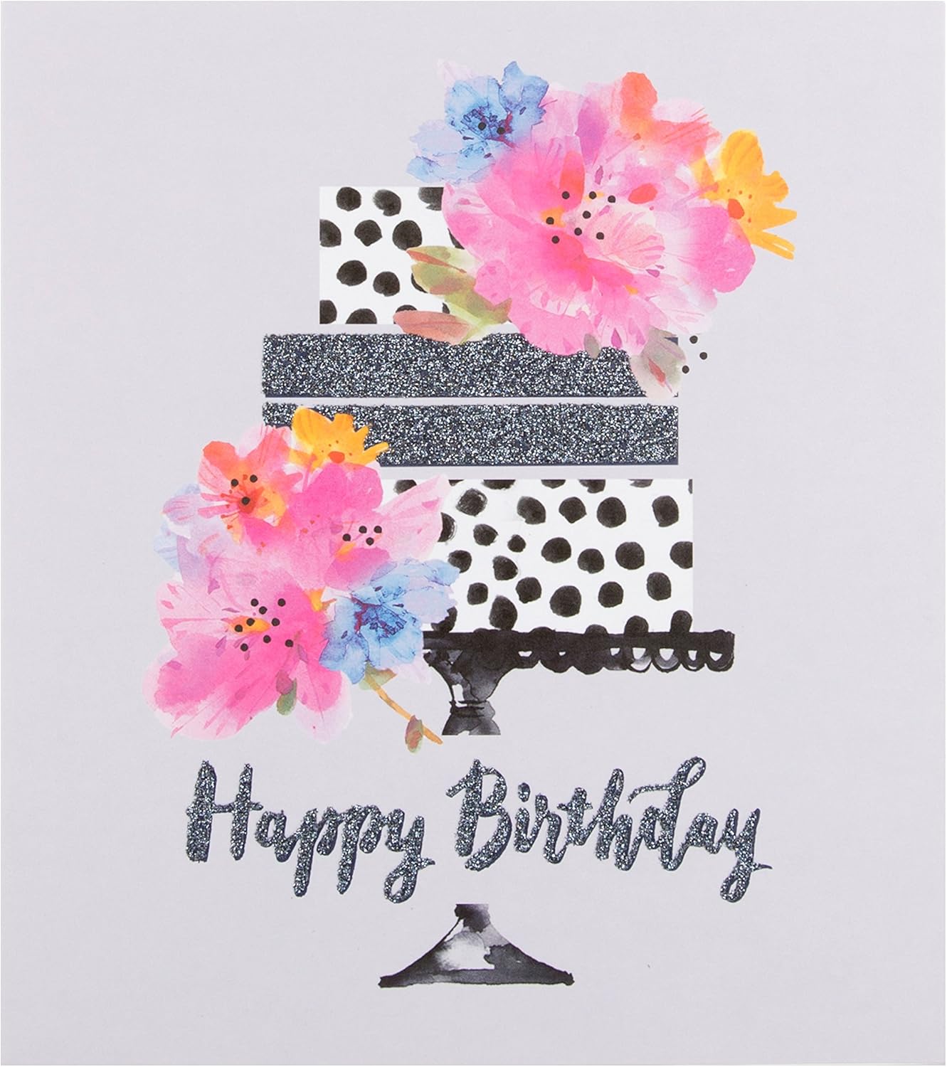 Hallmark Birthday Card 'Cake' - Contemporary Design, Metallic, 16 cm by 18 cm
