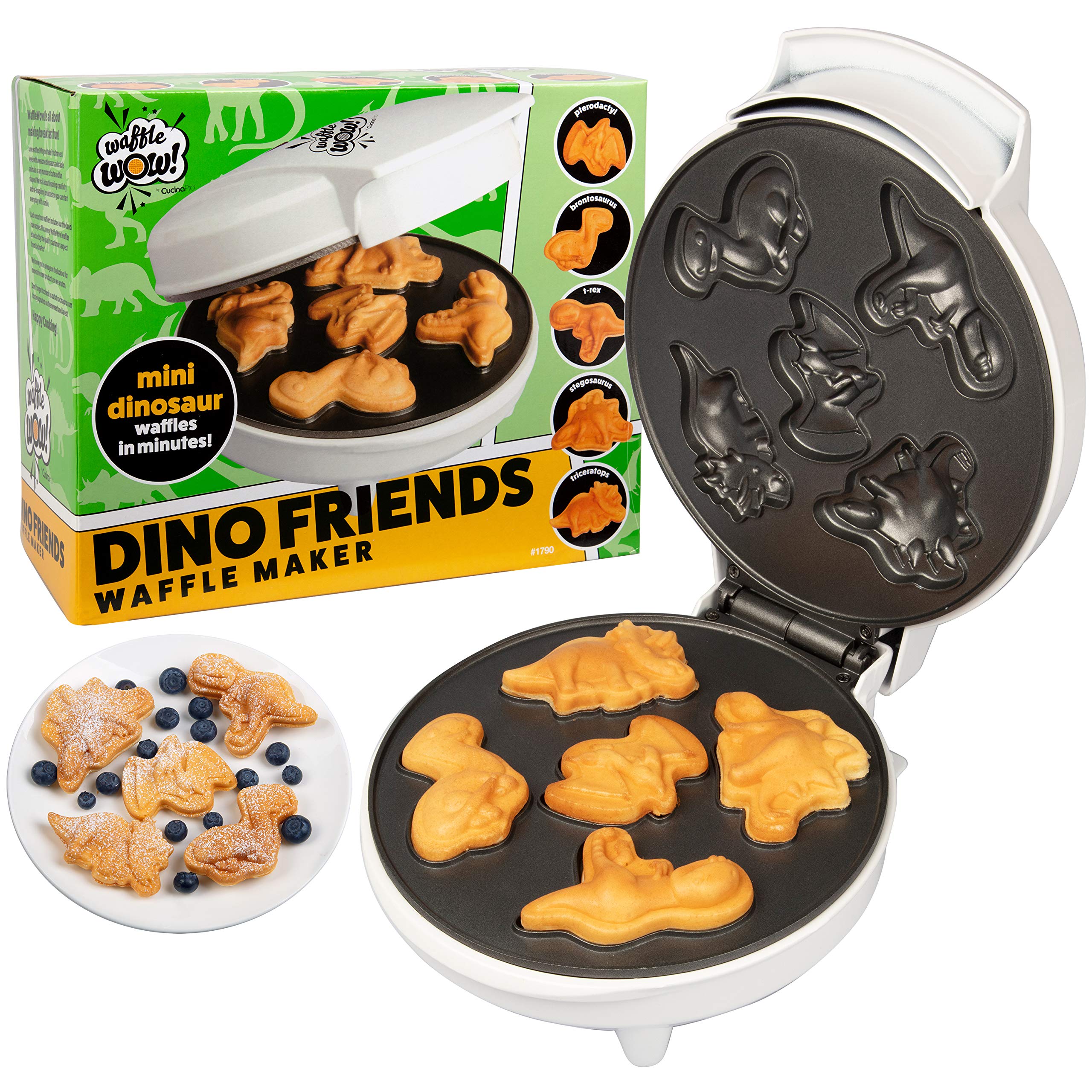 CucinaPro Dinosaur Mini Waffle Maker Make Breakfast Fun and Cool for