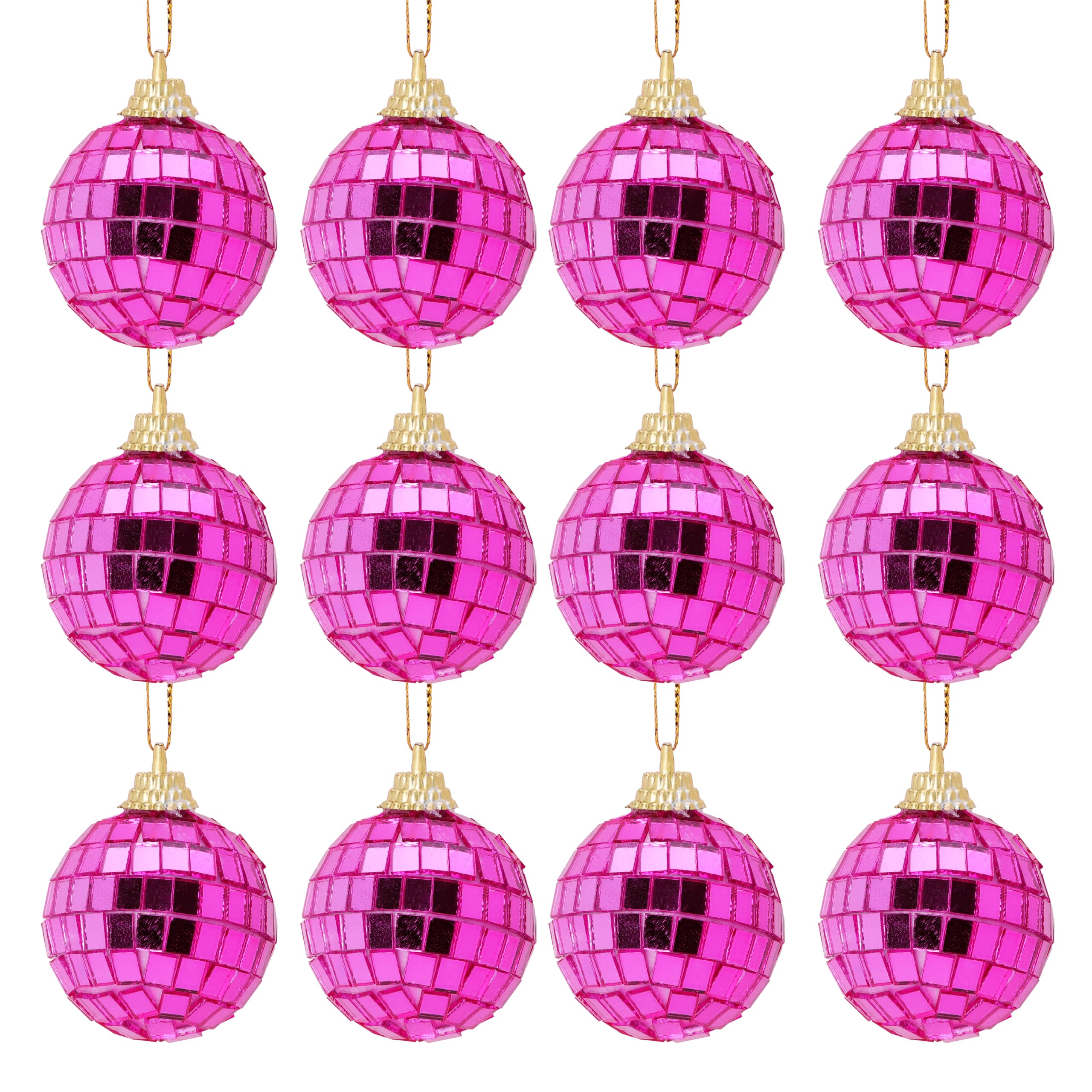 Christmas Concepts® 40mm (1.6") Mirror Disco Baubles - Christmas Tree Decorations (Pink)