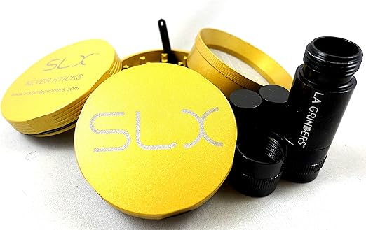 Amazon Com Slx Version 2 0 Yellow Gold Non Stick 4 Piece Grinder 2 Inch With La Grinders Pollen Press Kitchen Dining