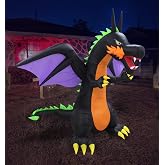 BZB Goods 8 FT Tall Lighted Halloween Inflatable Fire Dragon | With Wings, LED Lights, Outdoor Indoor Decor, Blow Up Yard Decor