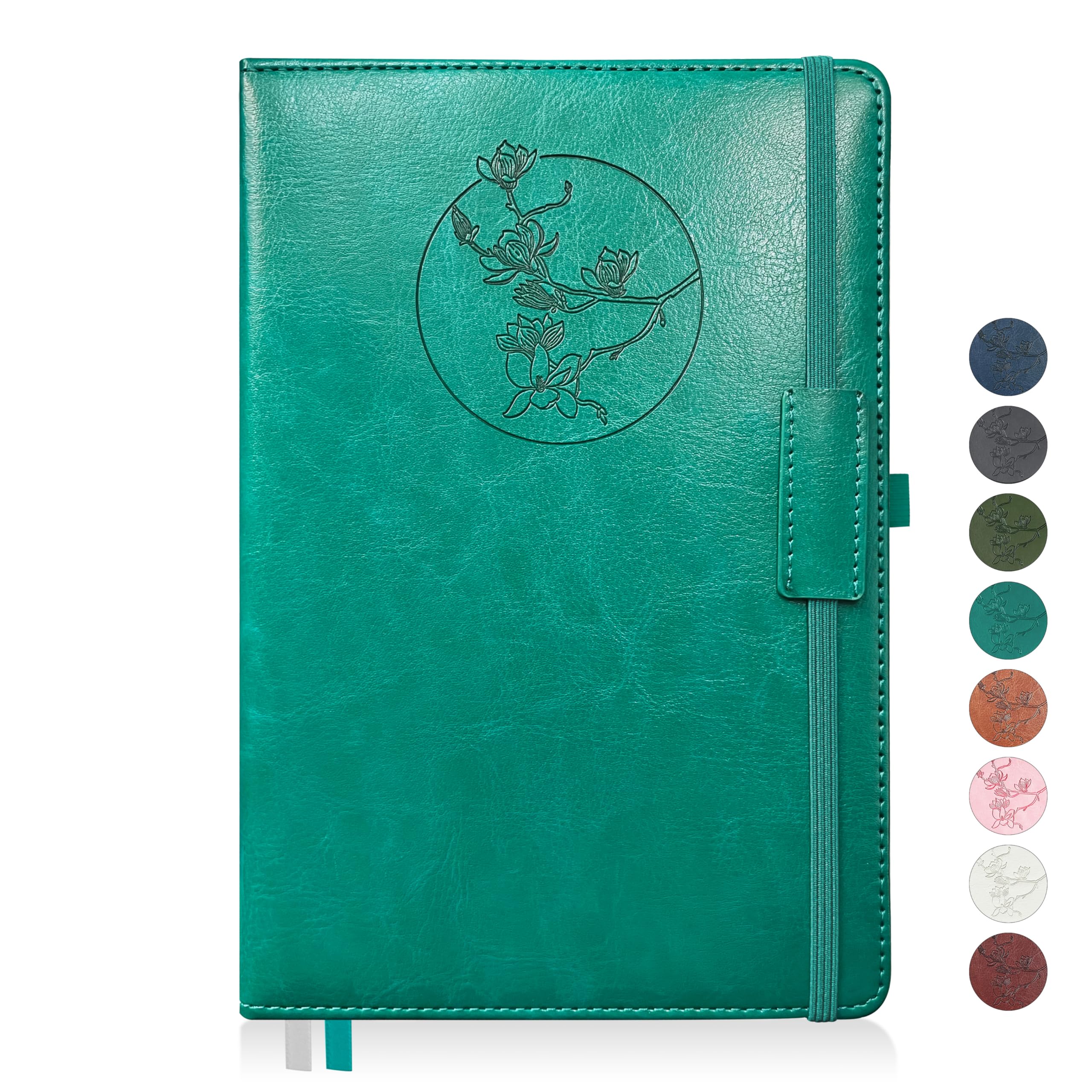 Mlife Notebook Journal for Women Men,256 Pages A5 Hardcover Leather Journaling Notebooks for Work,lined journal/notebook with 100Gsm Paper,Pen Holder and inner pocket 5.8"×8.4"(orchid green)