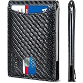 SERMAN BRANDS RFID Blocking Slim Bifold Genuine Leather Minimalist Front Pocket Wallets for Men with Money Clip Thin Mens