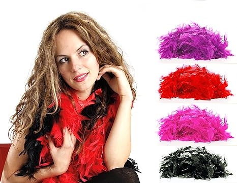 (AP24) Federboa Feder Boa Samba Karneval Fasching Kostüm Deko Schal Party Feier 180 cm (Weiß)