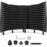 CAHAYA Microphone Isolation Shield Foldable - Mic Shield for Clear Recording Sound Absorbing Foam Reflector with 3/8" and 5/8" Mic Adapter Recording Equipment, Podcasting, Streaming, Home Studio Black