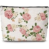 GREOXG Floral Makeup Bag, Small Travel Cosmetic Bag with Zipper, Cute Makeup Pouch Gift Ideas for Women Teen Girls Friends Mom Sisters Teacher Birthday Christmas Wedding Graduation-E20