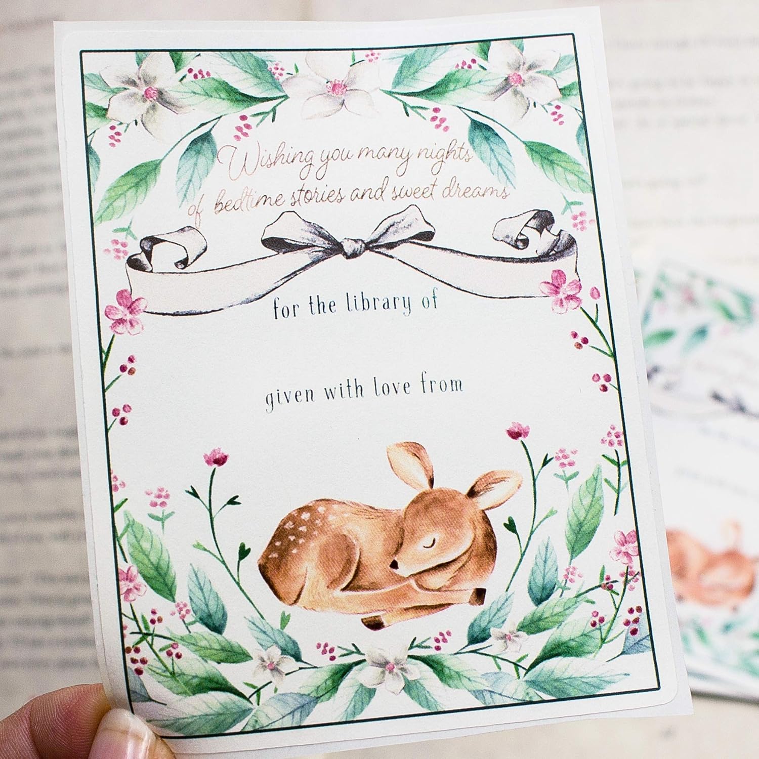 Deer Bookplates for Baby Girl Personalized Self Adhesive