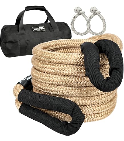 NTR Kinetic Recovery Rope - 1-1/4" X 30', 56,000 Lbs, With 2 Soft Shackles, For Off-Road Vehicle Recovery