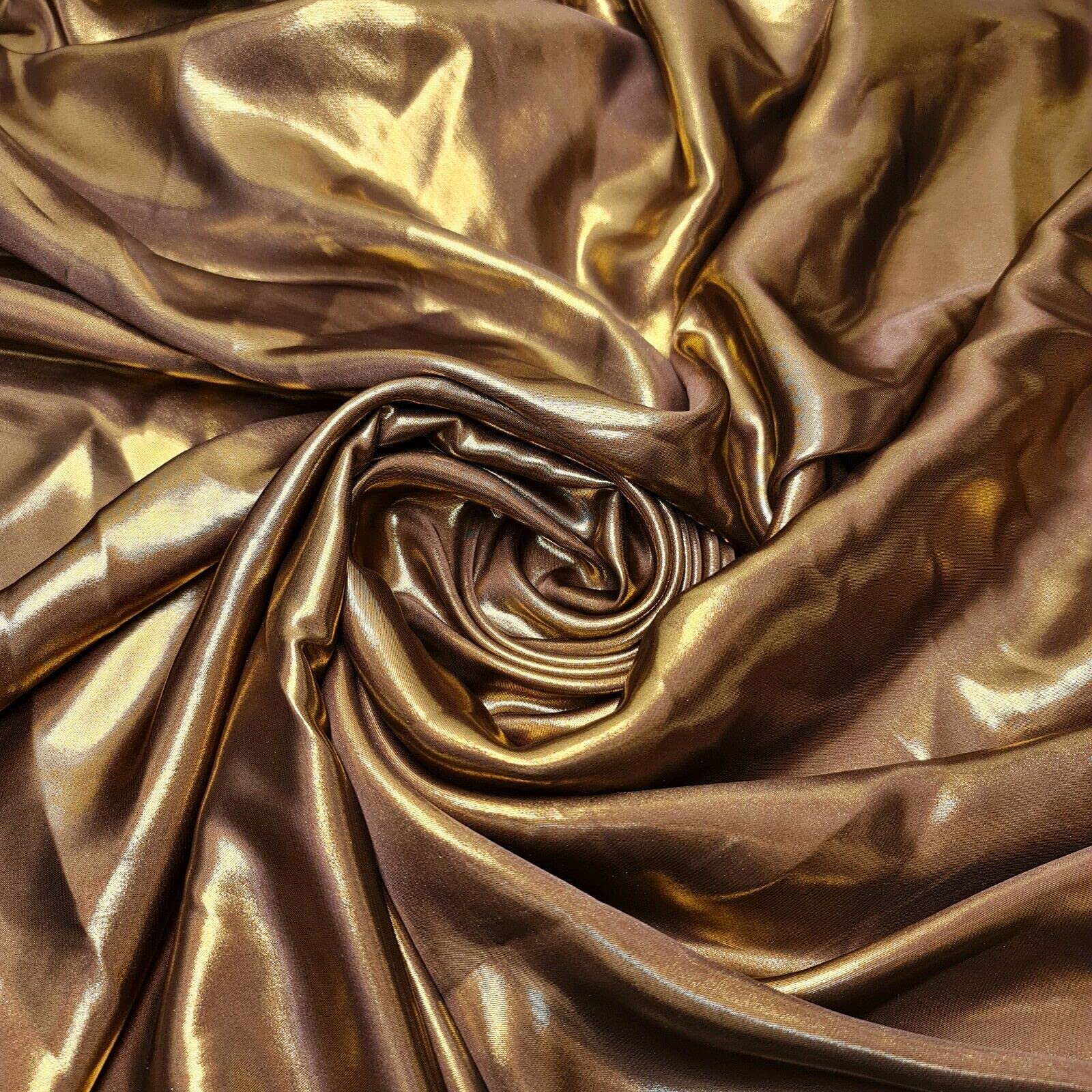 Lightweight Gold Shimmer Polyester Silk Charmeuse Silky Satin Finish, Dressmaking, Bridal, Prom, Décor - Craft Fabric Material 58" - 150 cm Wide Sold in Various Pre - Cut Lengths (Chocolate Brown)