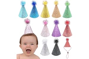 Pai Sence Kids Party Hats Birthday Party Hats with Pom Poms Glitter Cone Party Hats for Adults Holiday Party Favors