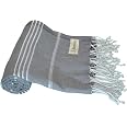 Serviette Turque 100% Coton - Fouta Peshtemal 95x175cm - Oeko-Tex - Légère & Absorbante - Vert Olive