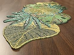 Lightnpro Green Leaves Handmade Beaded Table Runner