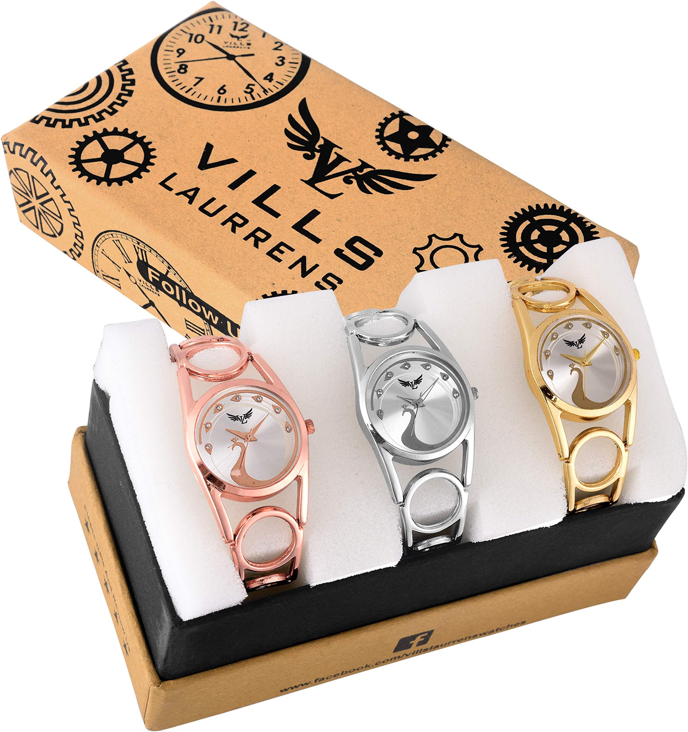 Vills Laurrens VL-7041+7036+7040 Stunning Combo of 3 Watches for Women and Girls