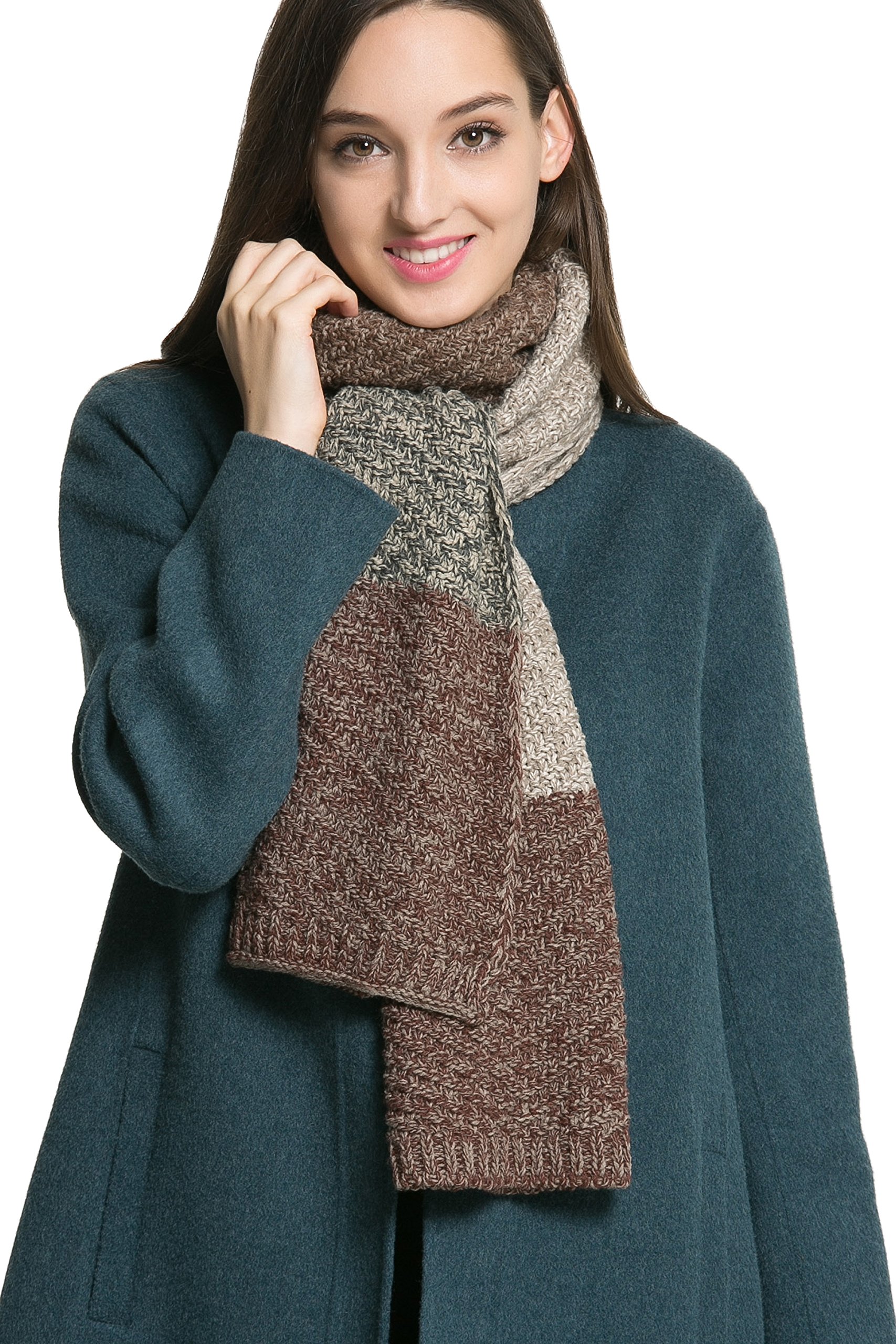 Women Men Winter Thick Cable Knit Wrap Chunky Warm Scarf All Colors Cont Brown K