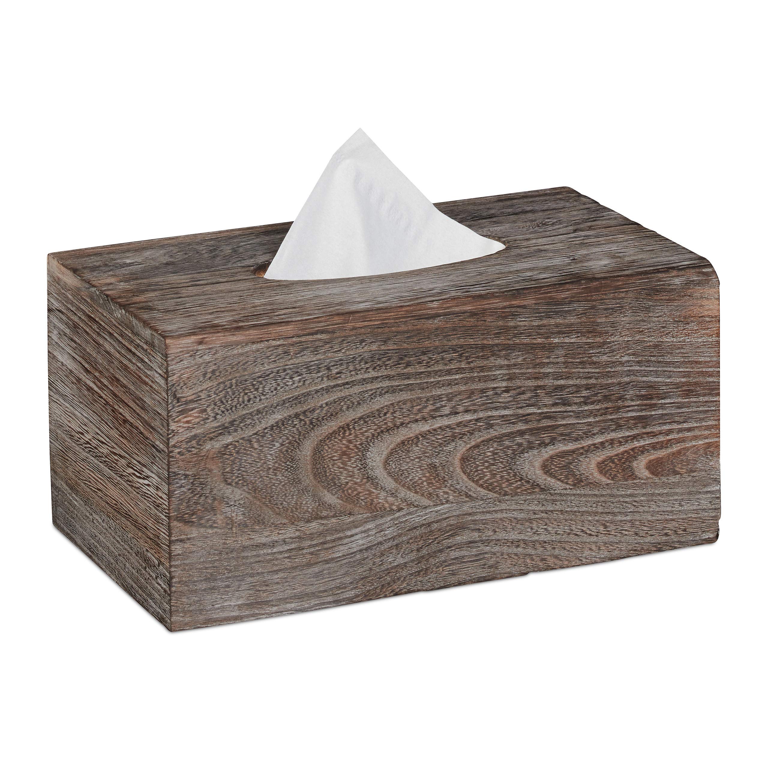 Relaxdays Shabby Tissue Box, Paper Tissue Box Cover with Sliding Floor, Wooden Dispenser Case, HWD: 13x26.5x14.5cm, Brown