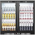 BODEGACOOLER Back Bar Cooler With 2 Glass Doors,Commercial Bar Cooler Under Counter7.4Cu.Ft,Back Bar Fridge, Beverage Bar Refrigerator with LED Lighting for Display Beverage,for Beer,Soda Drinks,Wine