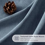 Linen Look Shower Curtain 182 x 214 cm Navy with Metal Hooks view 2
