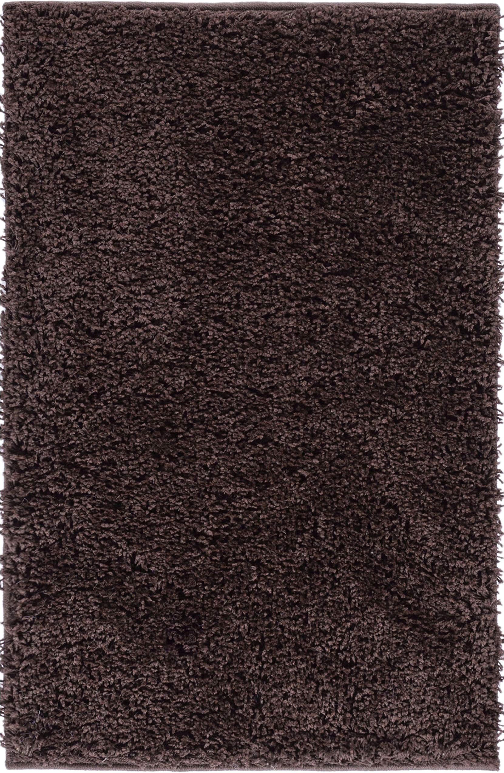 Solid Retro Modern Brown Shag 2x3 (2' x 3') Area Rug Plain Plush Easy Care Thick Soft Plush Living Room Kids Bedroom