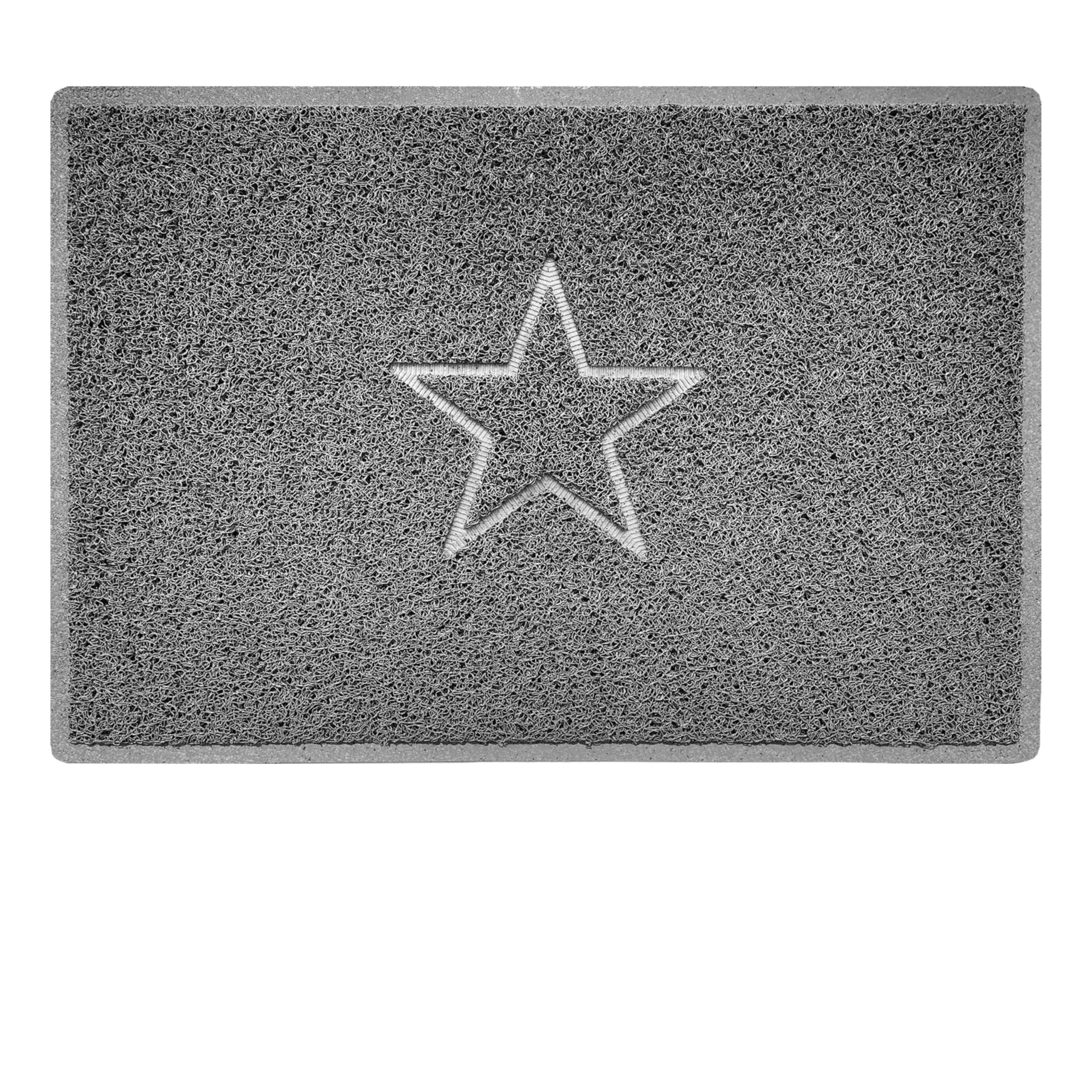 Nicoman Star Shape Embossed Entrance Door Mat Non Slip Dirt Trapper PVC Spaghetti Mat with Rubber Base, Jet Washable Quick Drying Doormat Indoor or Outdoor - (Large, Grey, 90 x 60cm)