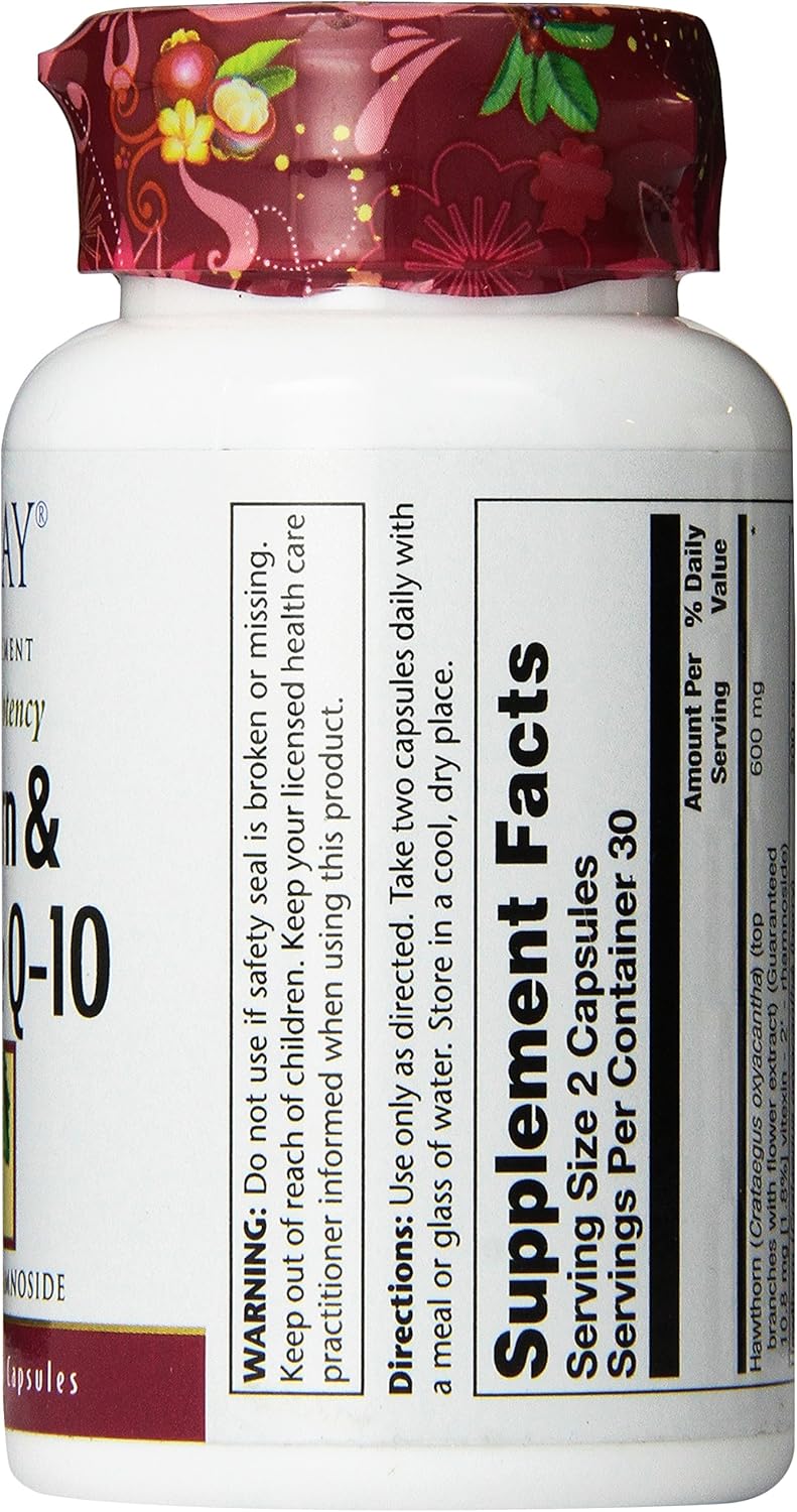Solaray Guaranteed Potency Hawthorn & CoQ10, Veg Cap (Btl-Plastic) 600mg | 60ct: Health & Personal Care