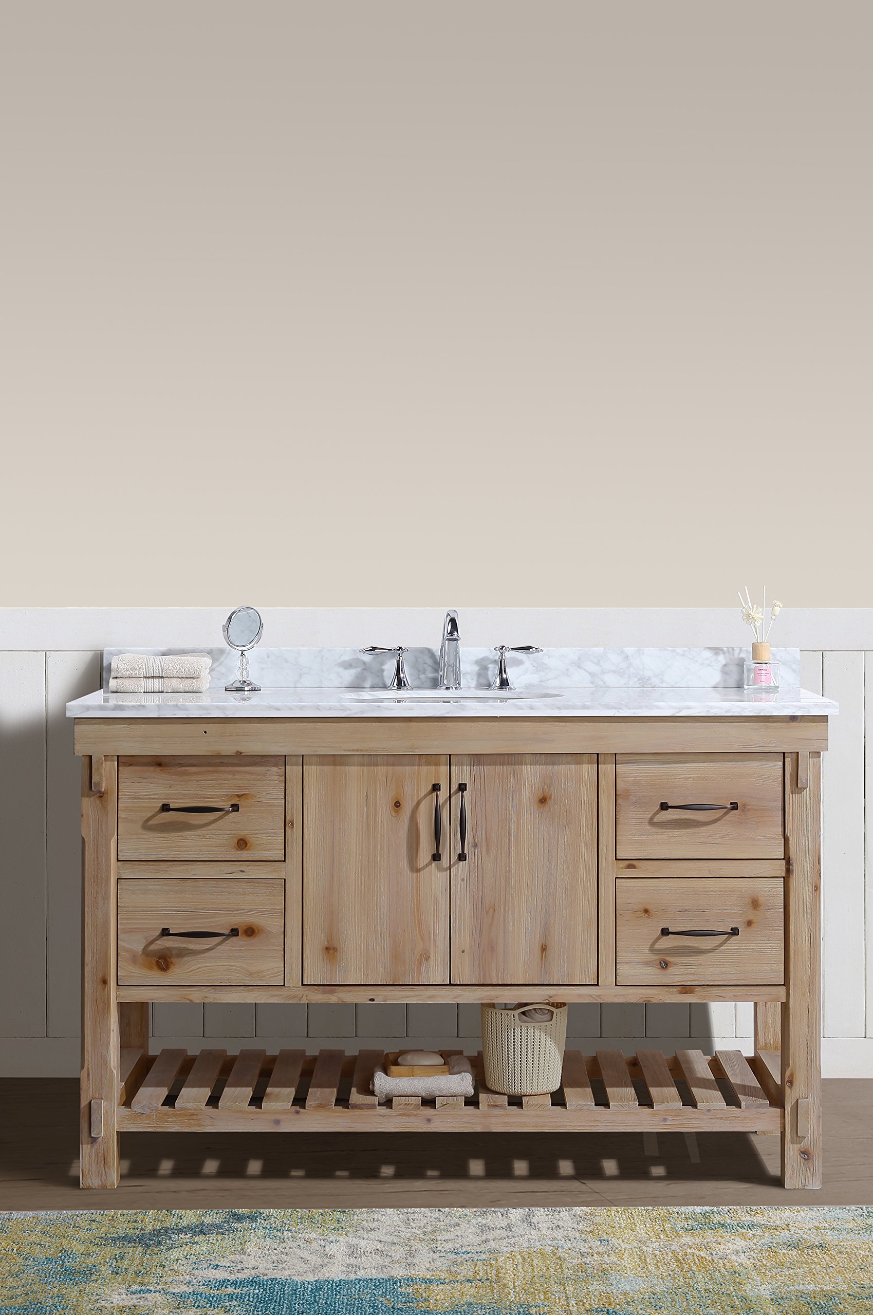 Ari Kitchen and Bath Marina Bathroom Vanity Driftwood Finish, 55" W x