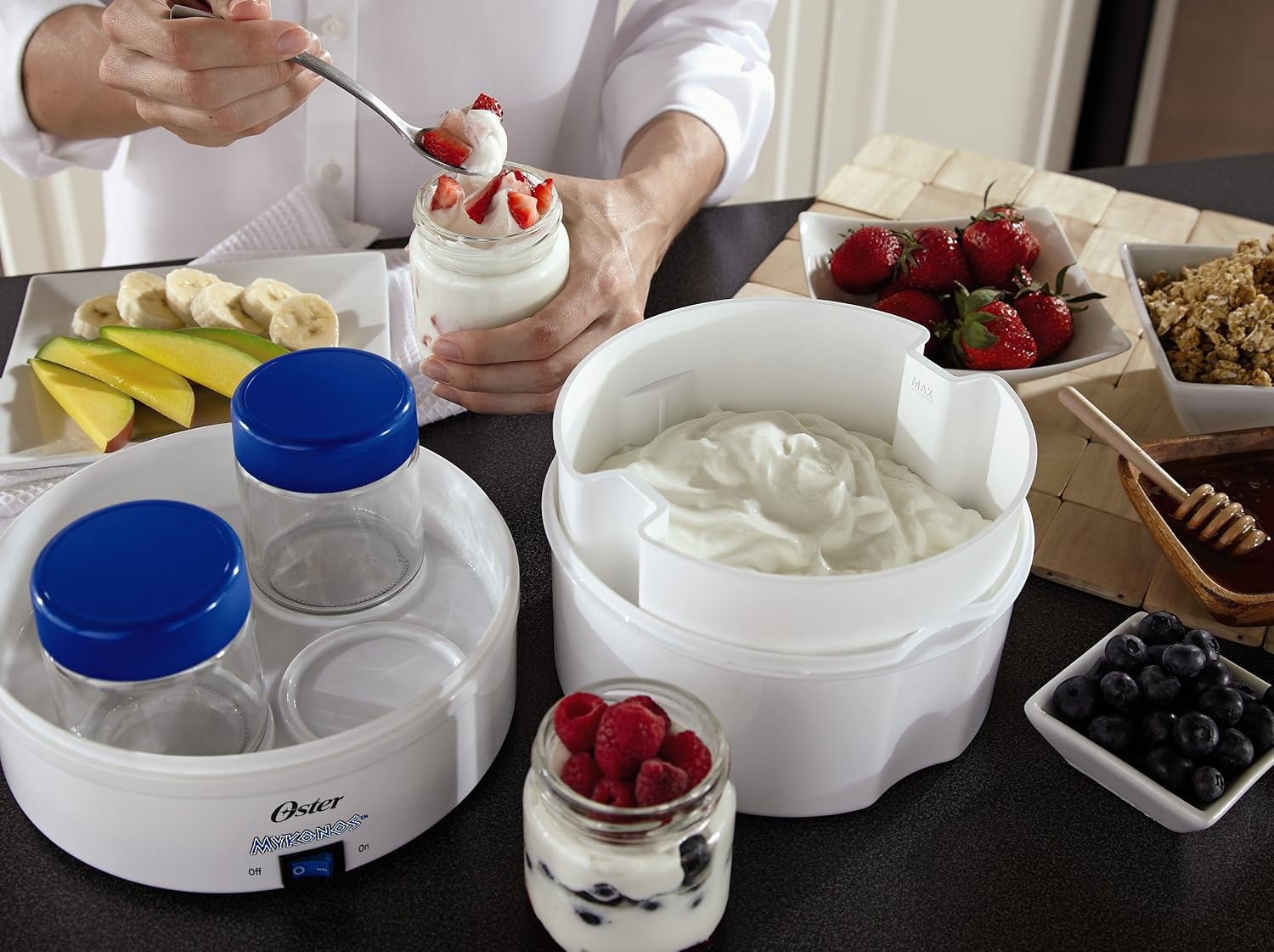 Oster CKSTYM1001 Mykonos Greek Manual Yogurt Maker, 1-Quart: Kitchen & Dining