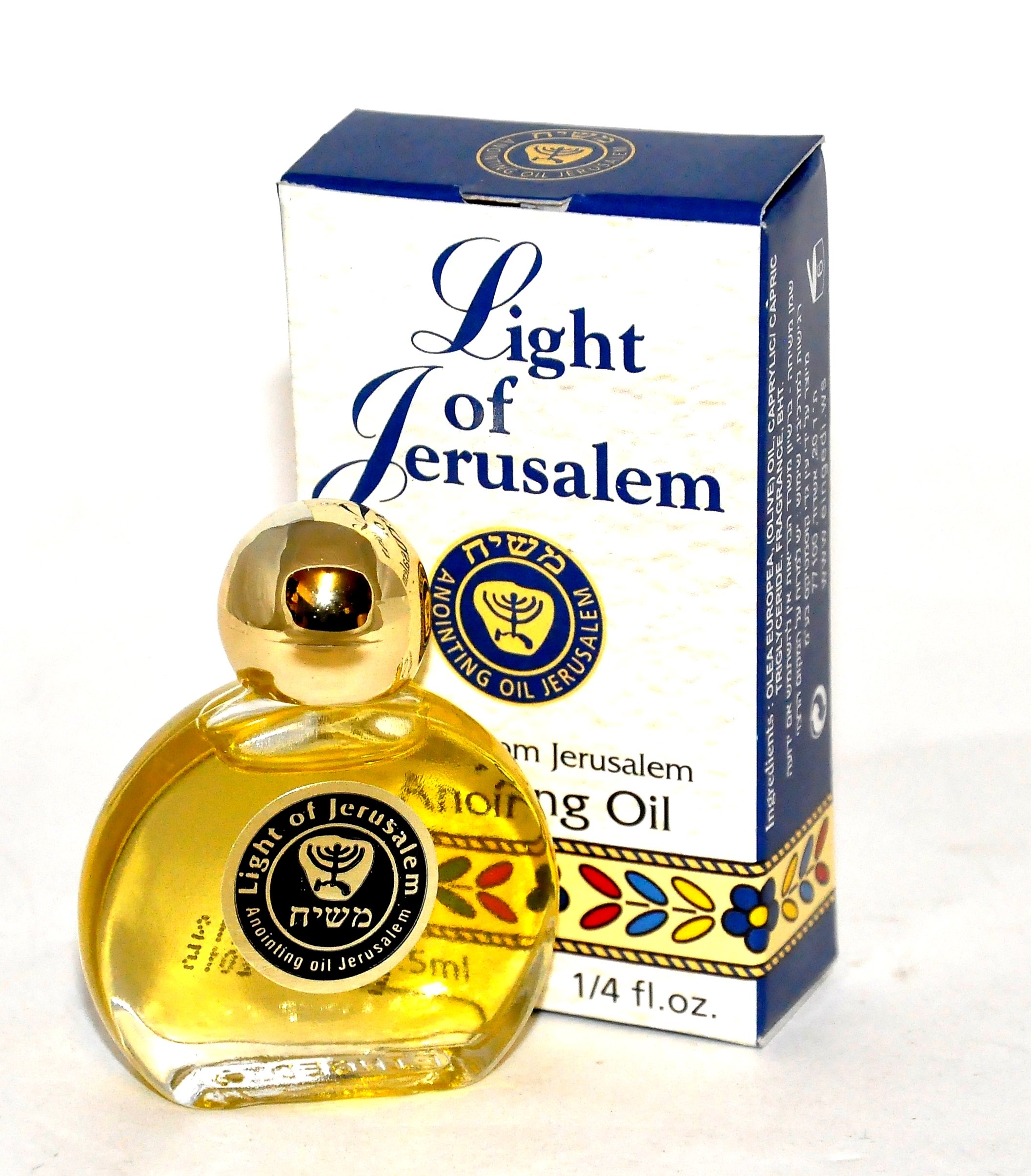 Anointing Oil 7.5 ml - 1/4oz from The Holyland Jerusalem (1 Bottle) (Light of Jerusalem)