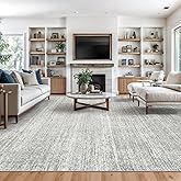 Valenrug Washable Rug 8x10 - Stain Resistant 8x10 Area Rugs for Living Room, Non Slip Backing Printed Rugs for Bedroom, Folable Machine Washable Area Rug (8'x10', Grey)