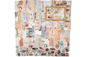 Knaid 200 Pieces Vintage Ephemera Pack Decoupage Paper Junk Journal Kit Scrapbook Planner Sticker Supplies for Art Journaling Bullet Journals Collage Notebooks Album Crafter Gifts (World Memory)
