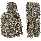 North Mountain Gear Ghillie Suit - Camo Hunting Suit - 3D Leafy Suit - Woodland Camouflage Jacket & Pants - Breathable