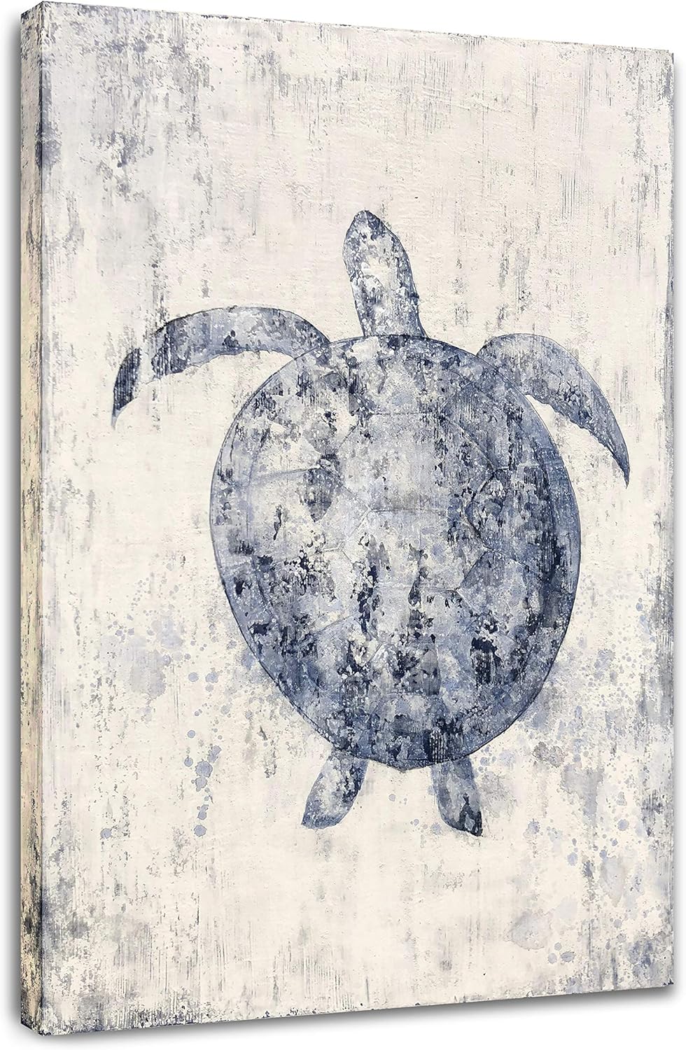 Paintings - Yihui Arts Sea Turtle Wall Art Hand Painted Coastal Paintings Nautical Decor Blue and White Canvas Pictures Ocean Animal Posters for Living Room Bedroom Bathroom Decoration