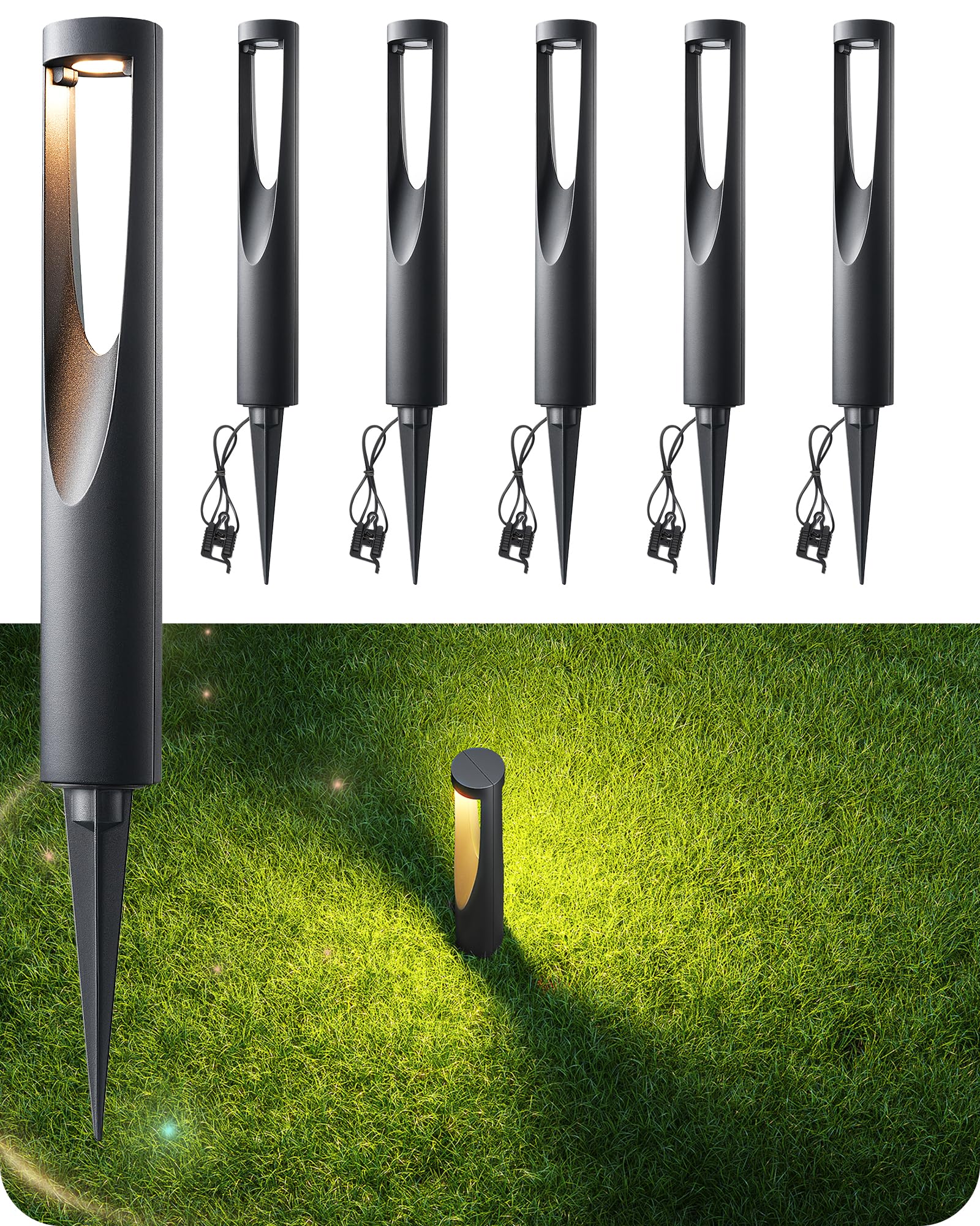 Photo 1 of EDISHINE Low Voltage Pathway Lights Wired, 12V 2W 150LM 3000K LED Landscape Path Lights with Connectors, Waterproof Electric Outdoor Landscape Lighting for Walkway Yard Garden, CRI80 6 Pack