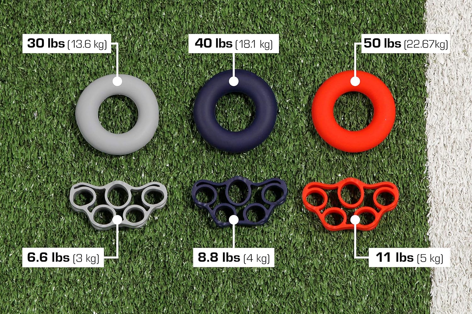 ST 527401 Finger Exercisers Hand Grip Rings, Fidget Stress Relief, Navy/Grey/Red, 6 Pack: Clothing