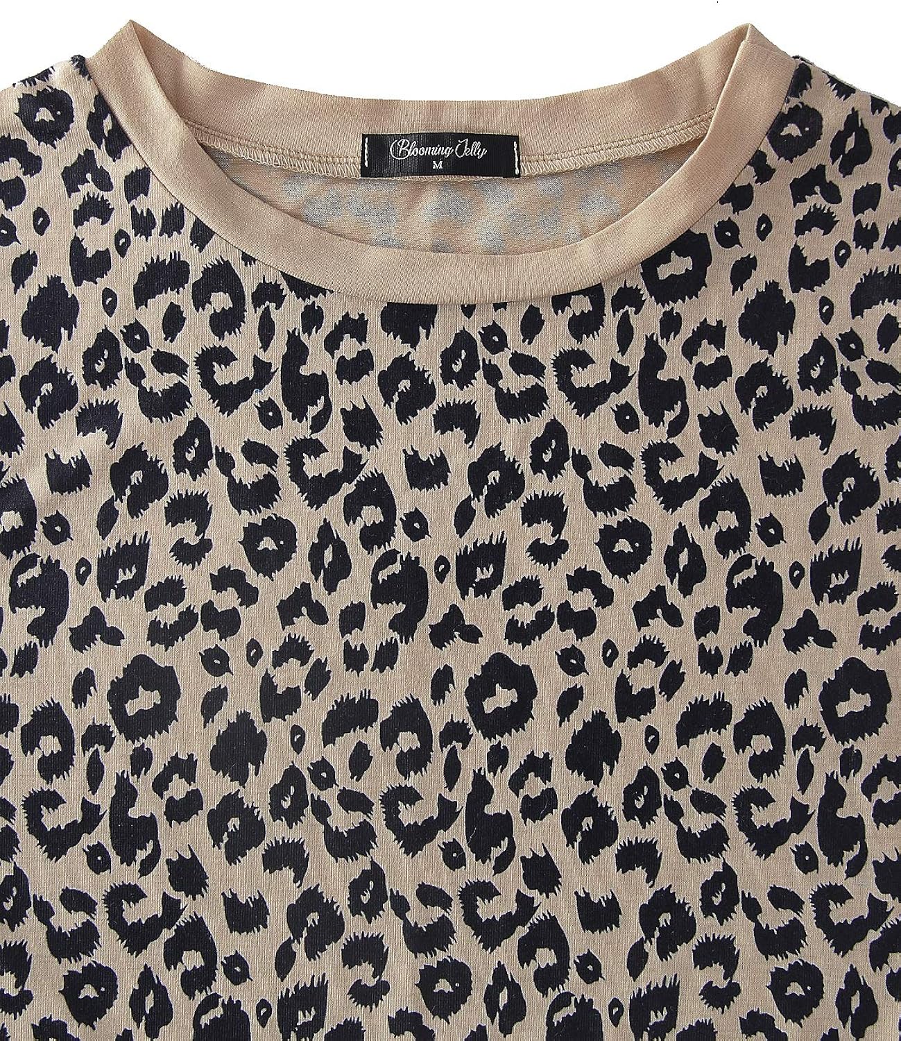 Blooming Jelly Womens Leopard Print Tops Long Sleeve Round Neck Casual T Shirts Tees at  Women’s Clothing store