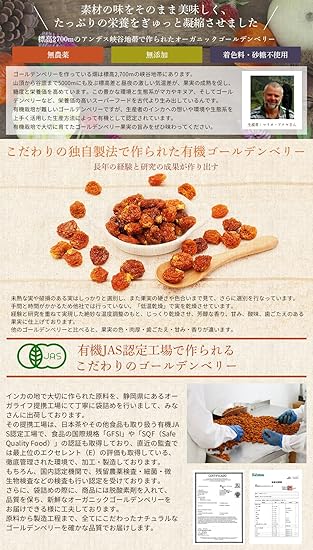 Amazon オーガライフ ゴールデンベリー オーガニック 300g 有機 Jas 無添加 無農薬 砂糖不使用 ドライフルーツ Orgalife オーガライフ ドライフルーツ 通販