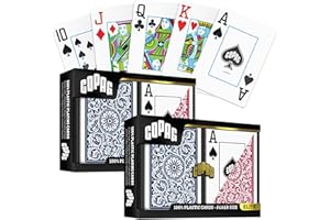 Copag Playing Cards 1546 Elite Design 100% Plastic 2 Sets (4 Decks) Red Blue Poker Size Jumbo Large Index
