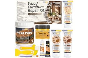 HUPEYNA Wood Repair Kit, Wood Furniture Repair Kit, Wood Filler, Wood Putty and Beeswax- Repair Stains, Scratch, Cracks, Hole, Discoloration for Wooden Door, Table, Cabinet, Bed, Floor (Natural Wood Series)