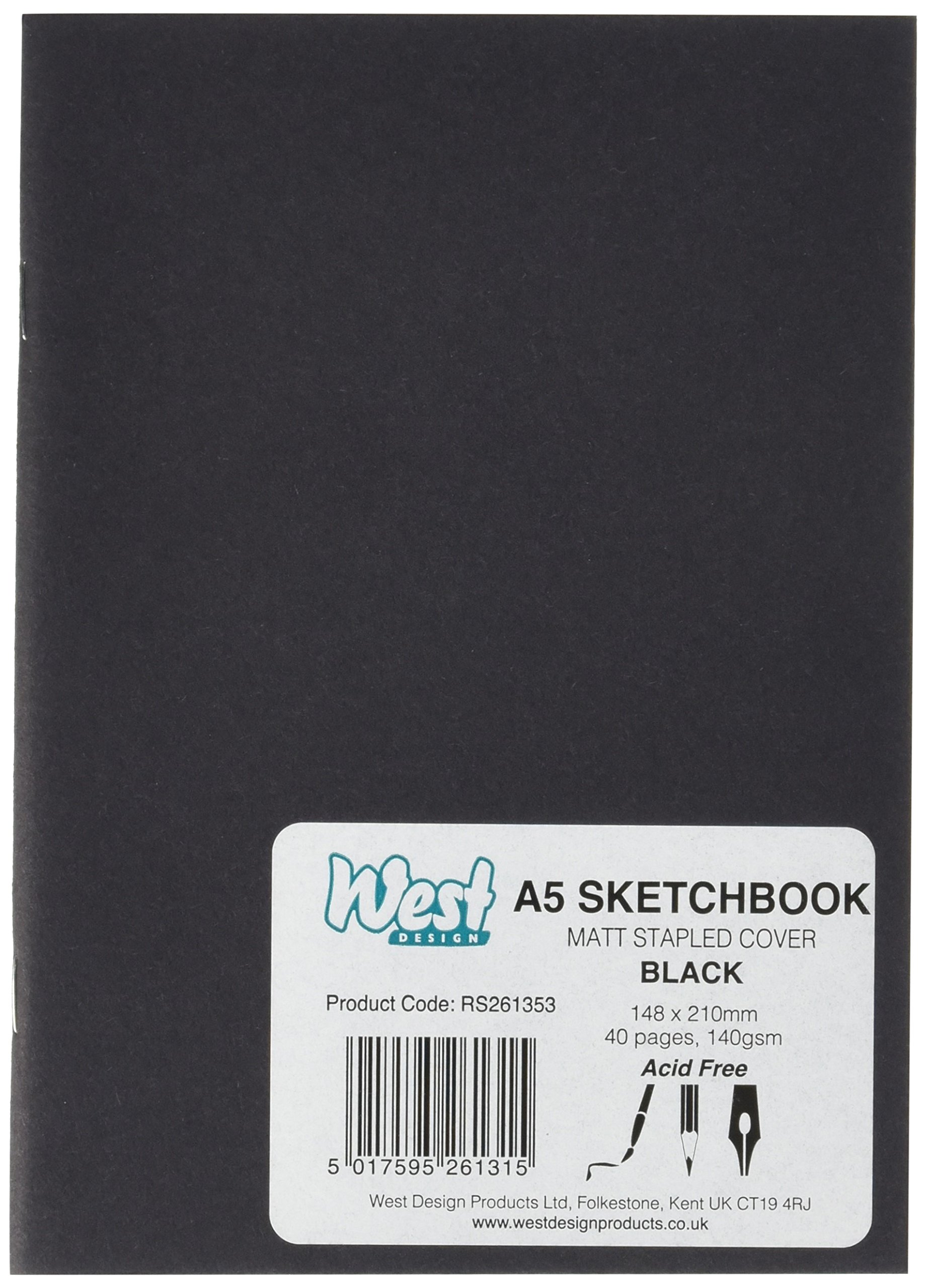 West RS261353 A5 SKETCHBOOK MATT BLACK 140g