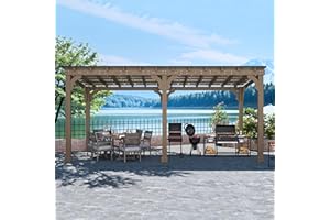 MUPATER 10x20 FT Wooden Grill Gazebo with Sloping Metal Roof, Sturdy 5.5'' Post, Wood Frame Gazebo Heavy Duty, Suitable for 2 Full-Size Grills, BBQ Canopy for Outdoor Patio, Lawn, Garden, Brown